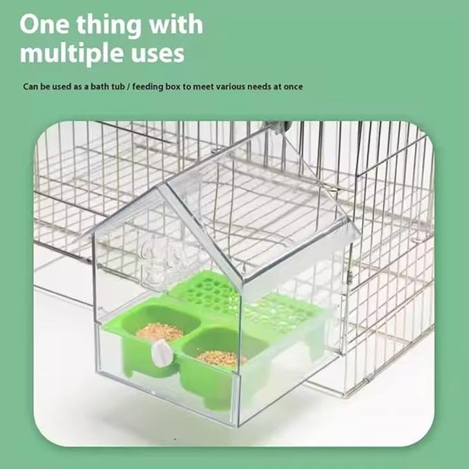 Pull-Out External Parrot Feeder, Parrot Feeder, Hanging Wild Bird Seed with Squirrel Proof Tray, Bird House, Decorative Clear Bird Bath Tub Easy to Fill, Clean for Finch and Hummingbird