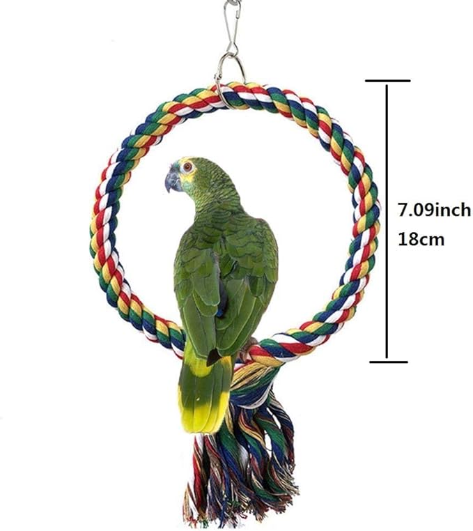 Litewoo Bird Swing Toy Colorful Cotton Rope Perches for Parrots Budgie Parakeet Cockatiel Conure Finch Lovebird