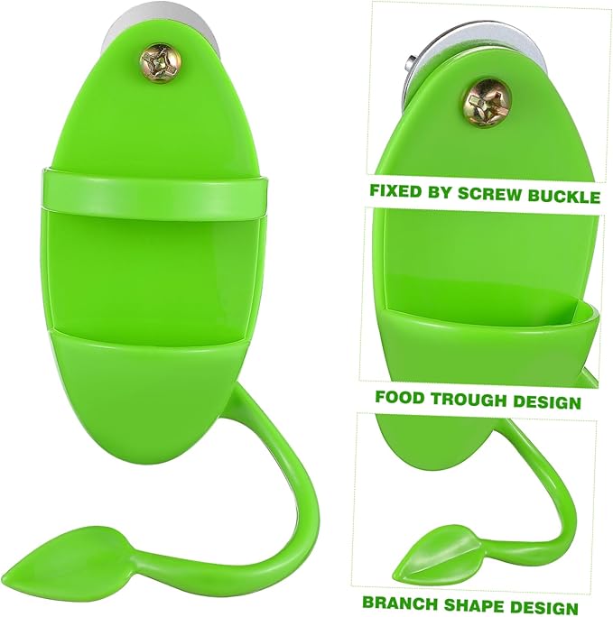 2pcs Bird Cuttlebone Holder with Perches Plastic Cuddle Bone Feeding Racks Parrot Cage Stands Accessories for Cockatiels Parakeets Finches Green