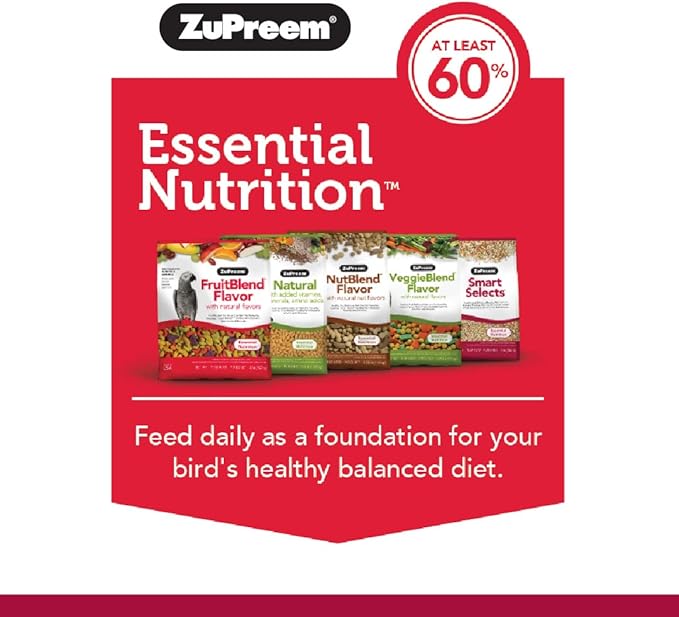 ZuPreem Smart Selects Bird Food for Large Birds, 4 lb - Everyday Feeding for Amazons, Macaws, Cockatoos (Pack of 2)