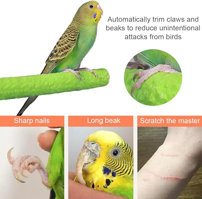 Hamiledyi 4 PCS Parrot Perch Stand Toy 7.9x0.8inch Bird Cage Perch Natural Paw Grinding Stick for Medium Parrots Parakeets Cockatiels Lovebirds Chewing Stick (M)