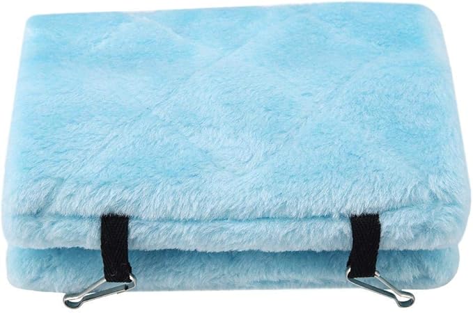 Peony Parrot Hammock Bird Nest Warm Soft Plush Hammock Hanging Cage Tent for Birds Parrot Winter Warm Bed Pet Toy Pouch Cotton Bed (M-Blue)