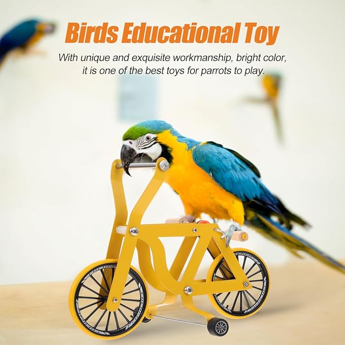 Toddmomy Parrot Bike Toy 7.87 Inch Interactive Bird Training Toy for Parakeets Conures Cockatiels Educational Intelligence Development and Physical Exercise