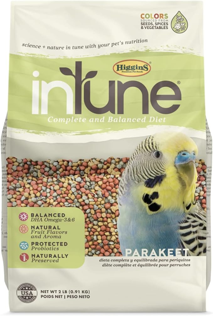 Higgins 2 Pack of Intune Complete and Balanced Diet Parakeet Food, 2 Pounds Each