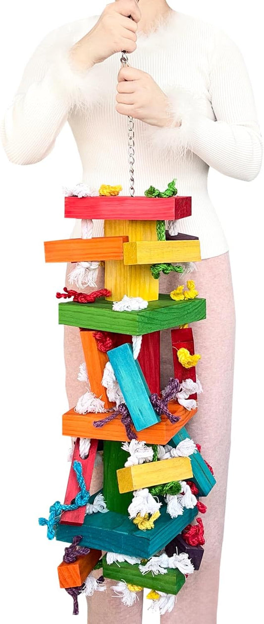 35" Extra Large Parrot Toys - Chewable Foraging Toys for Macaws, African Grey, Amazon Parrots - Durable Bird Cage Accessories Gift