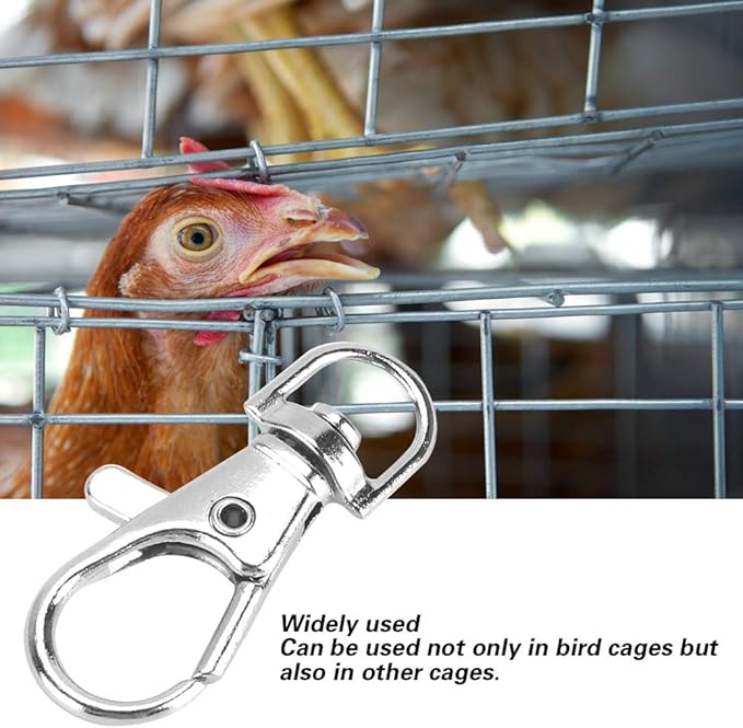12 PCS Bird Cage Door Buckle Locks, Metal Hook Clip Anti Escape Swivel Buckle Lock Hook Clip Prevent Claw Trigger Open Birds Cage Accessories