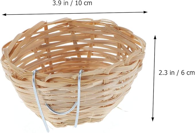 POPETPOP Bird Bamboo - 4 Pack Natures Bamboo with Hook Handwoven Bird Cage House Hatching Breeding Cave Counntry-Style Bird for Parakeets Canary Swallow Finch