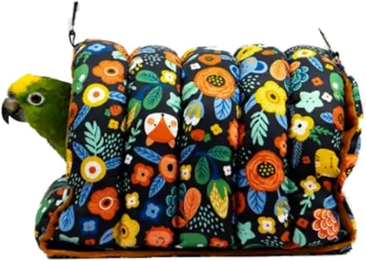 Parrot Warm House Bird Nest Winter Hanging Hammock Birds Sleeping Bed Parrot Hideway Bed Washable for Parakeet Cockatiels Budgies Lovebird (L,Navy Blue)