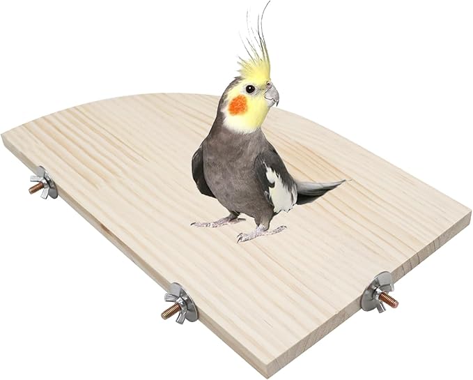 Bird Perch Stand Platform, 13.7 × 7.8 Inch Large Natural Wooden Small Animals Cage Shelf, Cage Accessories for Parrots Parakeets Cockatiels Rats Hamster Guinea Pig Conure Chinchillas