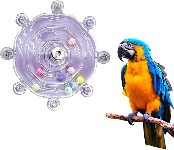 MANON ROSA Bird Toys for Parrots - Spinning Wheel Chew Toy with Rotating Plastic Spinner, Enrichment Puzzle Cage Activity for Parakeets, Conures & Cockatiels