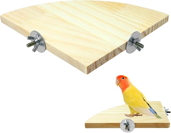 Bird Perches Platform Stand,Birds Platform for Cage,Wooden Perch Corner for Parrots,6.7 Inches Fan Shape Wooden Small Animals Cage Accessories