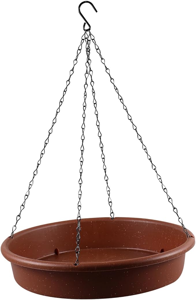 Happyyami Outdoor Hanging Bird Bath and Feeder Basin Iron and PP Material Multi-Purpose Tray for Garden Decoration and Bird Feeding