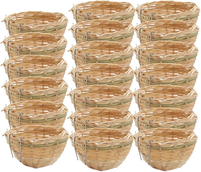 Fenteer 20x Handwoven Bird Feeding Breeding Nest Birdhouse with Hook for Finch