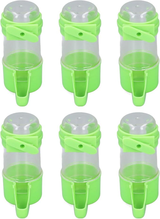 Pet Bird Hanging Water Feeder, 6Pcs EcoFriendly Automatic Bird Cage Water Feeder for Finches (100ml)