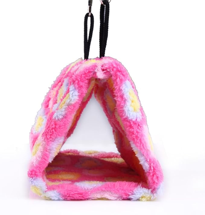 Vktech® Plush Snuggle Bird Hammock Hanging Snuggle Cave Happy Hut Bird Parrot Hideaway Size M (23.5 * 22cm) (Pink)
