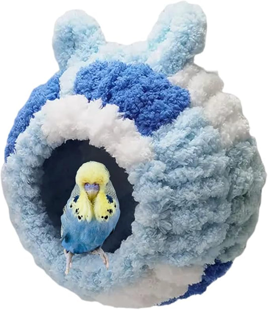 Winter Warm Bird Nest Bed Hanging Hammock Snuggle Hut Parrot House Tent Toy Bird Cage Perch for Bird Budgies Lovebird Finch Hamster Chinchilla Guinea Pig (Sky Blue)