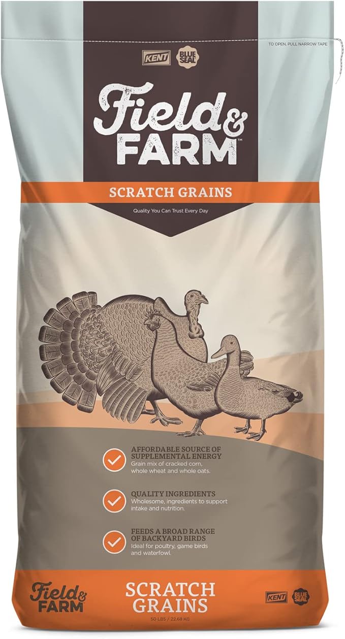 KENT Field and Farm Scratch Grains - Complete Feed for Poultry, Wild Birds and Native Game Birds - 25 Pound Bag