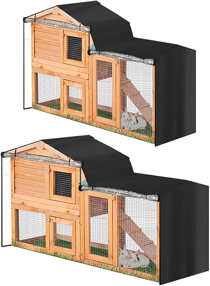 Rabbit Hutch Cover 210D Durable Thermal Covers Pet Crate Covering for Cage with Pointed Window Easy to Install Two Size Pet Crate Cover Large