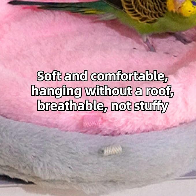 Bird Soft Nest Hanging Hammock Bed Toy for Parrot Parakeet Cockatiel Conure Lovebird Finch Canary Budgie Hamster Rat Gerbils Cage Perch (Grey,S)