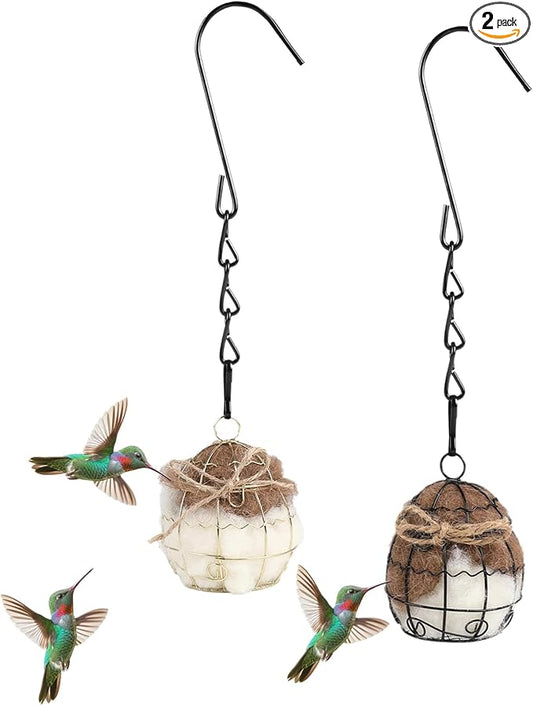 Bird Nesting Material, Hummingbird Nesters, Natural Alpaca Wool Material for Wild Birds, Design for Bird Lover Gifts, Nesting Balls for Wild Birds, Refillable Outdoor Birds Nesting Station