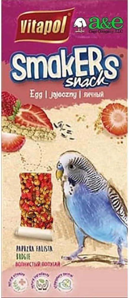 Vitapol Smakers by A&E Cage Co Strawberry Treat Sticks for Parakeets – Twin Pack Bird Treat Sticks – Natural Hanging Foraging Snack with Real Strawberry for Parakeets, Budgies & Small Hookbills