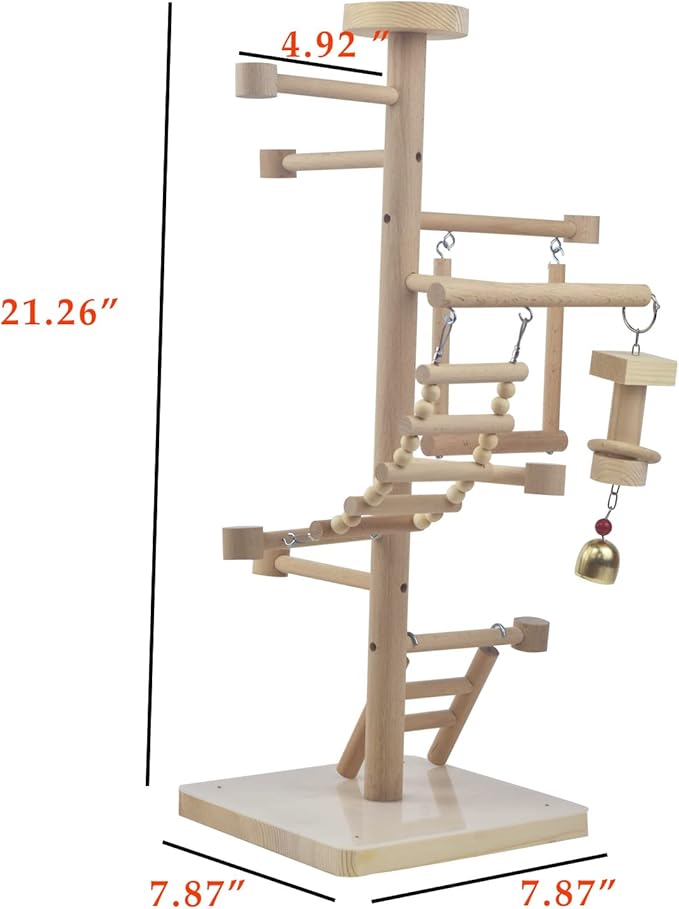 UANLANT Bird Playground Parrots Play Stand Parakeets Play Gyms Set Toy Birdcage Stand Perch Table Top Activity Center Conures Wood Playpen Platform Ladder Swing for Cockatiel Budgies Lovebirds