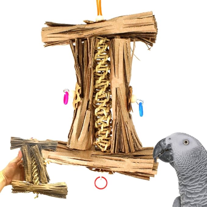 Bonka Bird Toys 1547 Natural Helix – Shreddable Bird Toys for Parakeets, Conures & Cockatiels – Natural Chewing & Foraging Bird Toy – Small Bird Enrichment Toy