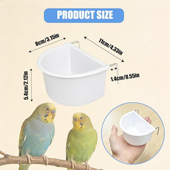 2Pcs Bird Dishes for Cage, Hanging Bird Food Water Bowl Cups Small Bird Feeder for Parakeet Lovebird Finch, Bird Cage Accessories