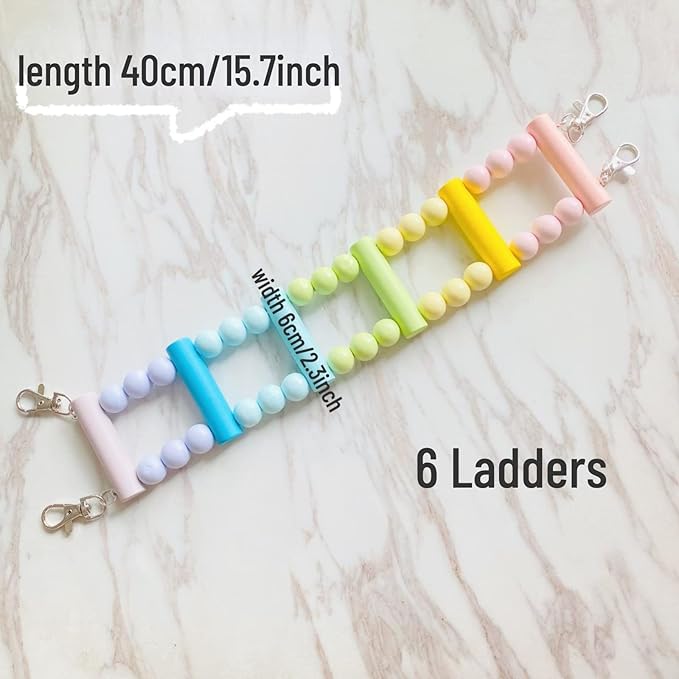 Bird Parrot Toys Ladders Swing Chewing Toys Hanging Pet Bird Cage Accessories Hammock Swing Toy for Small Parakeets Cockatiels, Lovebirds, Conures, Macaws, Lovebirds, Finches (Small: 6 Ladders)