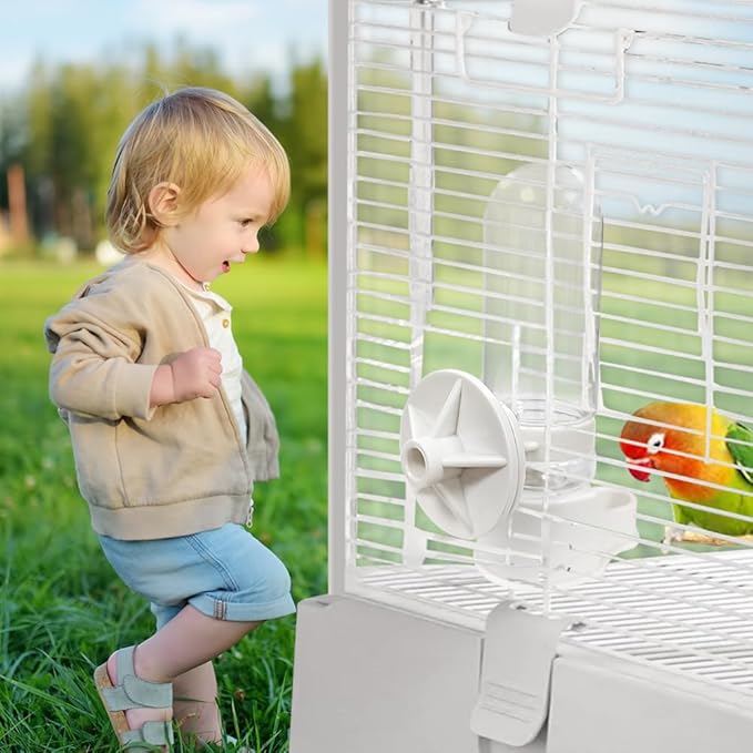 Automatic Pet Bird Water Feeder, Bird Water Dispenser for Cage, Bird Cage Suspended Automatic Water Dispenser, Bird Feeders for Parakeet Budgie Cockatiel Lovebirds Canary Finch (110ml)