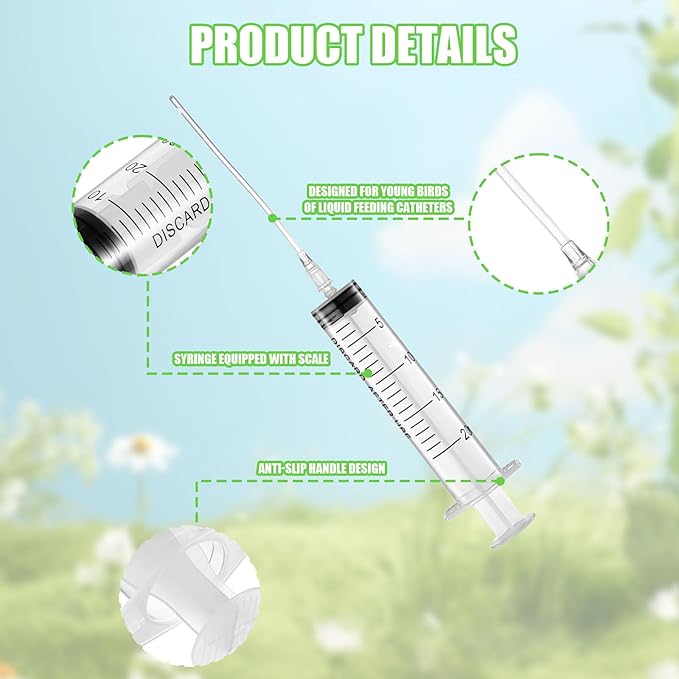 Baby Bird Feeding Syringe Set, Pet Parrot Milk Feeding Syringe with Tubes, Parrot Feeding Tubes Measuring Tools for Feeding Pets Scientific Industrial Labs… (20ml)