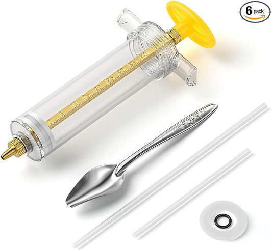 Pawfly 6 Pcs Baby Bird Feeding Syringe Set, 1.7 fl oz (50 mL) Hand Feeding Syringe for Birds, Parrot Syringe Feeder with Feeding Tubes & Spoon for Cockatiels, Parakeets & Budgies