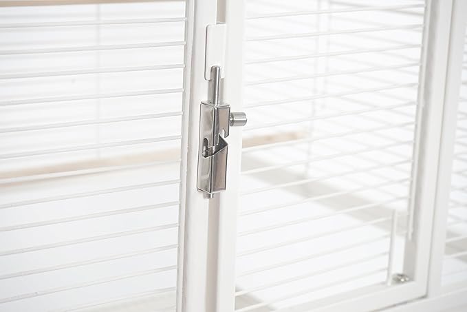 Stackable Breeding Bird Cage with Splash-Proof Baffle, Rolling Stand with Wheels, for Aviaries, Canaries, Cockatiels, Lovebirds, Finches, Budgies, Small Parrots, White. (2F)