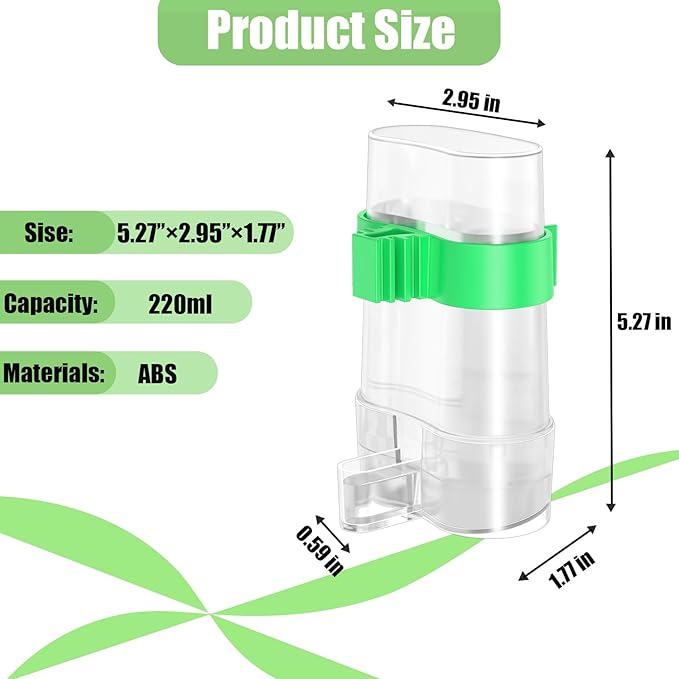 CLPOAWC Bird Water Dispenser, Bird Cage Feeder, Parakeet Cage Accessories, 2 Pcs Automatic Bird Water Feeder for Budgies Cockatiel Lovebird Canary Finch, clear
