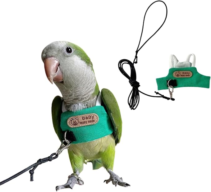Bird Flight Harness Vest, Snap-Fastener Design Harness Vast, Parrot Flight Suit with Leash for Parakeets Budgies, Bird Flying Clothes with Rope and Handle for Outdoor Activities Training, Anti Bite