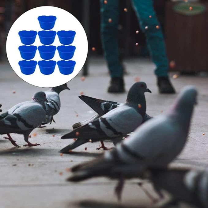 POPETPOP Thick Plastic Pigeon Feeder Water Bowl with Hook Semicircle Design Lightweight Easy Clean 4.33 Inch Cage Hanging Food Cup