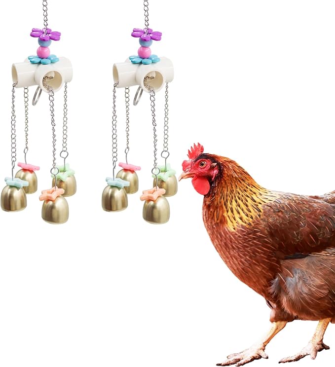 2 Packs Chicken Enrichment Toys with Colorful Decor and Shining Bells, Chicken Toys for Coop Accessories, Play Stuff for Chickens to Peck, Poultry Coop Accessories for Chckens, Hens, Ducks, Geese