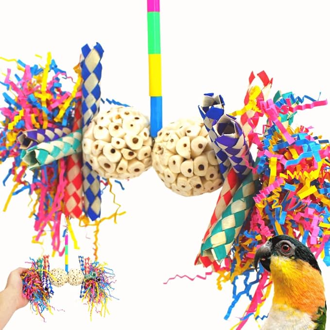 3615 Fuzzy Atta Bonka Bird Toys Colorful Fuzzy Sola Parrot Cockatoo Amazon Conure Parakeet Budgie Finch Canary African Grey