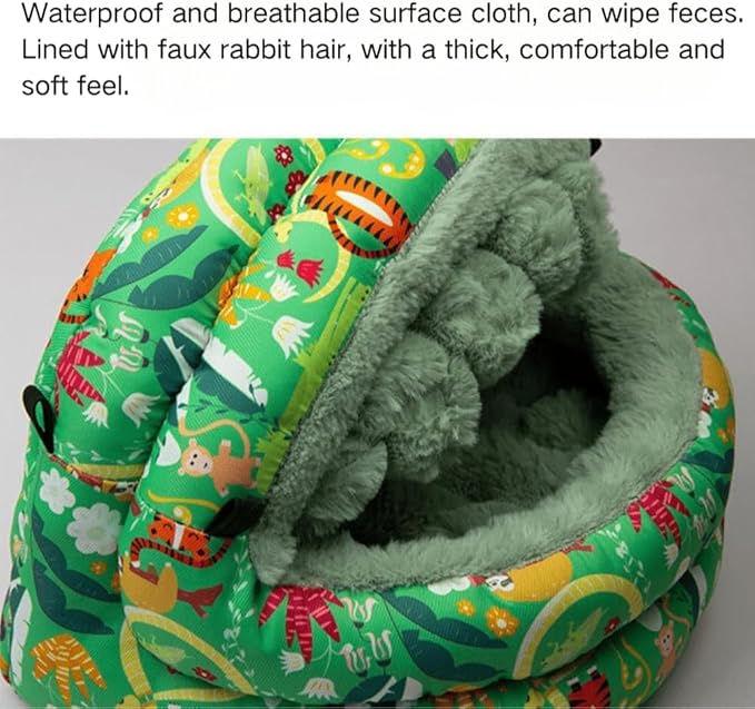 Winter Warm Nest for Parrot Warm House Bird Nest Winter Hanging Hammock Birds Sleeping Bed Parrot Hideway Bed Washable for Quaker Parakeet Cockatiels Budgies Lovebird (Green,Small)