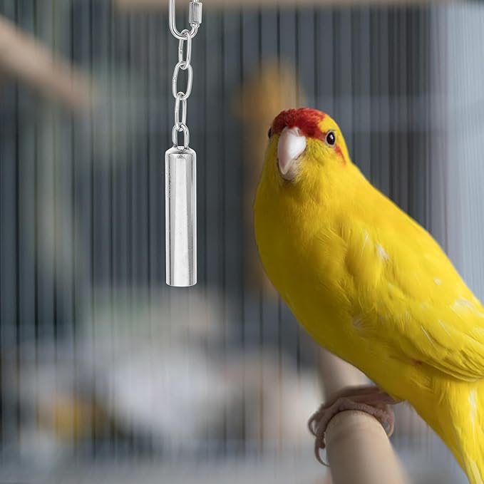 Ipetboom Bird Bells for Parakeets and Small Birds Stainless Steel Cage Toy Pendant with Hanging Hook Set of 3 3.34X3.34X2.00 Inch Silver Bell for Cockatiels Conures and Parrots