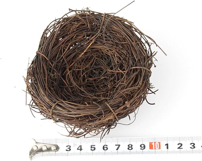 Artificial Birds Nest,4 Set Handmade Natural Easter Fake Birds Nest Rattan Bird Nests DIY Craft Tree Decoration Simulation Bird Nest for Wedding Home Garden Party Decor,10cm