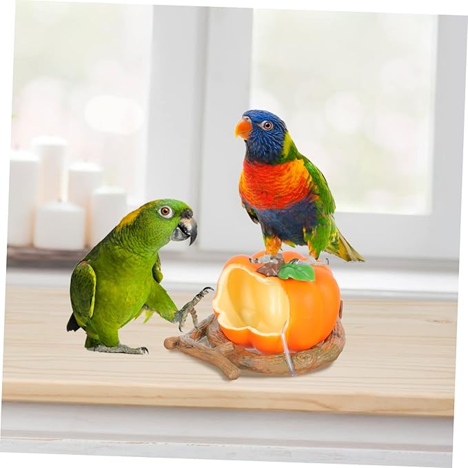 FOMIYES 1pc Pumpkin-Shaped Parrot Feeding Box Bird Food Container for Birdcage Convenient Easy to Fill Bright Colors Attract Birds Dual Function for Food All Cages