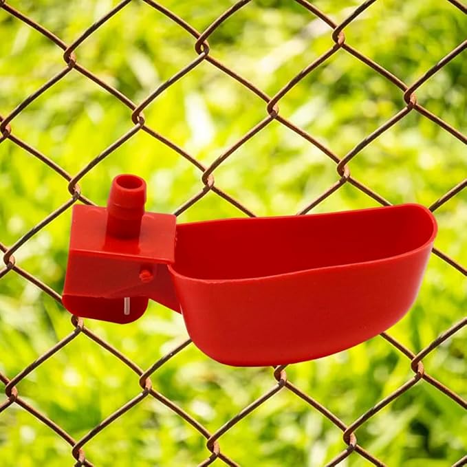 12Pcs Quail Water Cups Pigeon Automatic Bird Waterer for Cage Hang Drinker Breeding Poultry Drinking Bowls(Red)