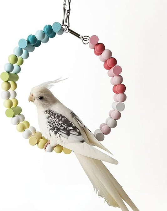 Bird Parrot Toys Ladders Swing Chewing Hanging Pet Cage Accessories Hammock Toy for Small Parakeets Cockatiels, Lovebirds, Conures (Macaron Color Ladder 10 Step), grey