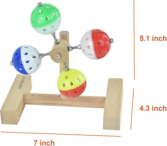Foraging Bird Toys for Parrots, Budgie Rotating Birds Feeders Spinner Parakeet Ball Bell Toys Birdcage Accessories Food Treats Interactive Food Toys for Cockatiel Conures