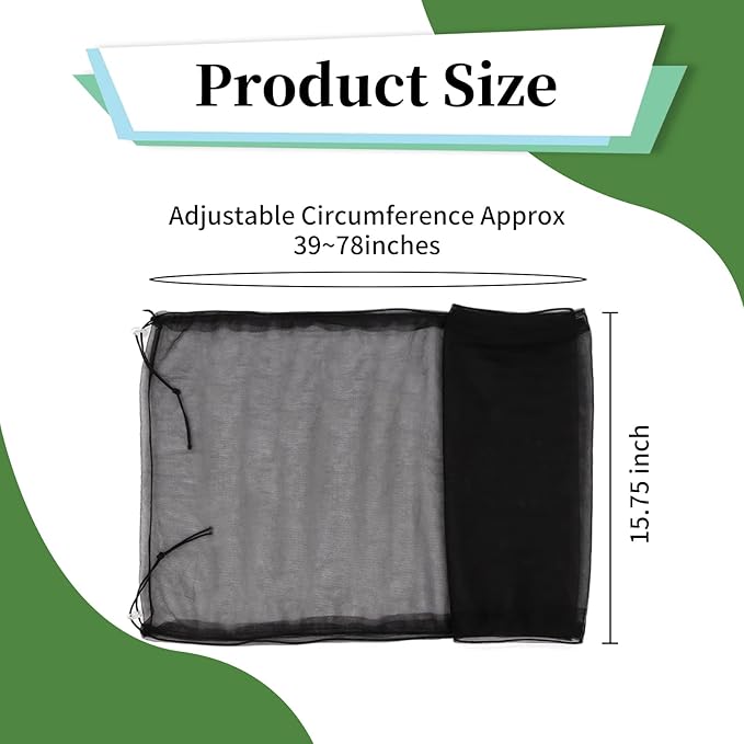 Daoeny 2Pcs Bird Cage Cover, Adjustable Soft Airy Nylon Mesh Parrot Net, Universal Feather Seed Catcher, Birdcage Cover Skirt Sheer Guard for Round Square Bird Cages (White +Black)
