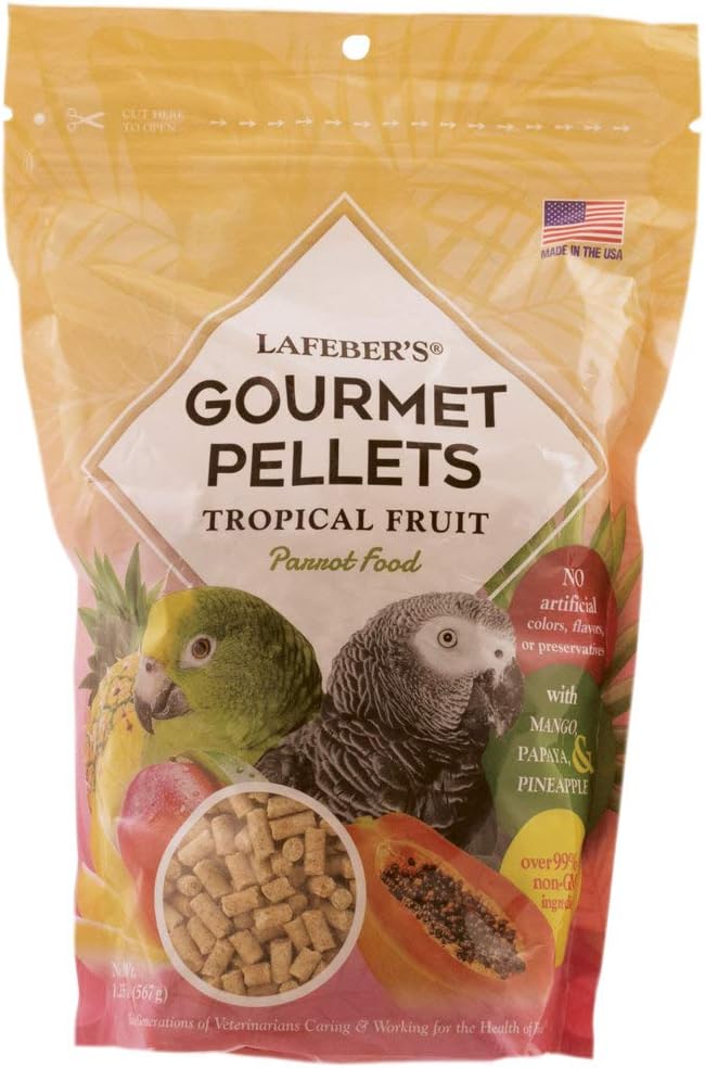 LAFEBER'S Tropical Fruit Gourmet Pellets Pet Bird Food, No Added Sugar, Made with Non-GMO and Human-Grade Ingredients, for Parrots, 1.25 lb