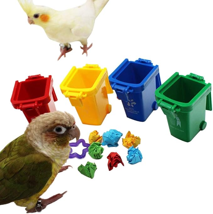 QBLEEV Conure Toys, Color Sorting Bin Bird Toys, Teaching Tool Box Parrot Toys, Trick Prop Training Education Interactive Toys for Cockatiel Quaker Lovebirds