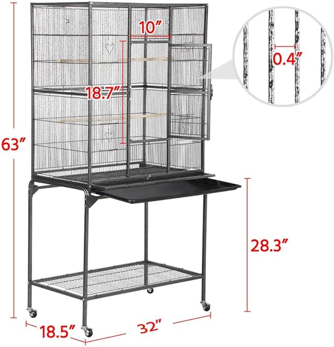 Topeakmart 63-Inch Wrought Iron Large Parrot Bird Cage Cockatiel Conure Mid-Sized Parrot Cage