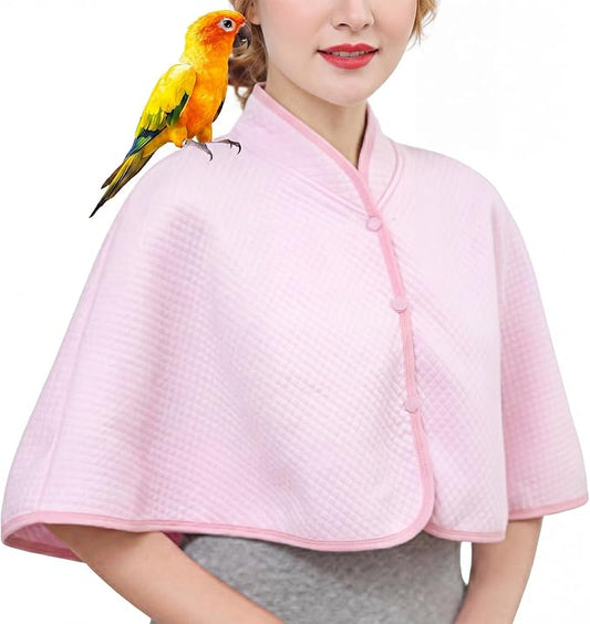 QBLEEV Parrot Anti-Scratch Shoulder Protector, Bird Diaper Poop Cover Pad for Parakeets Cockatiels Conures, Cotton Shawl Cape for Birds to Stand on Shoulders, Pet Arm Guard for Lovebirds Finches
